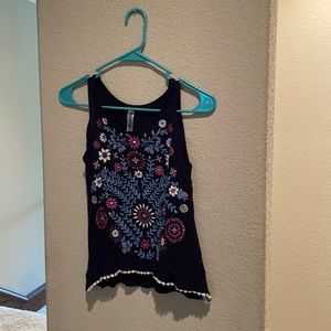 Blue Flower Print No Sleeve Top